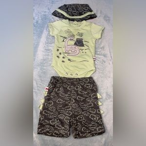 Dinosaur Shorts W Matching Hat Set